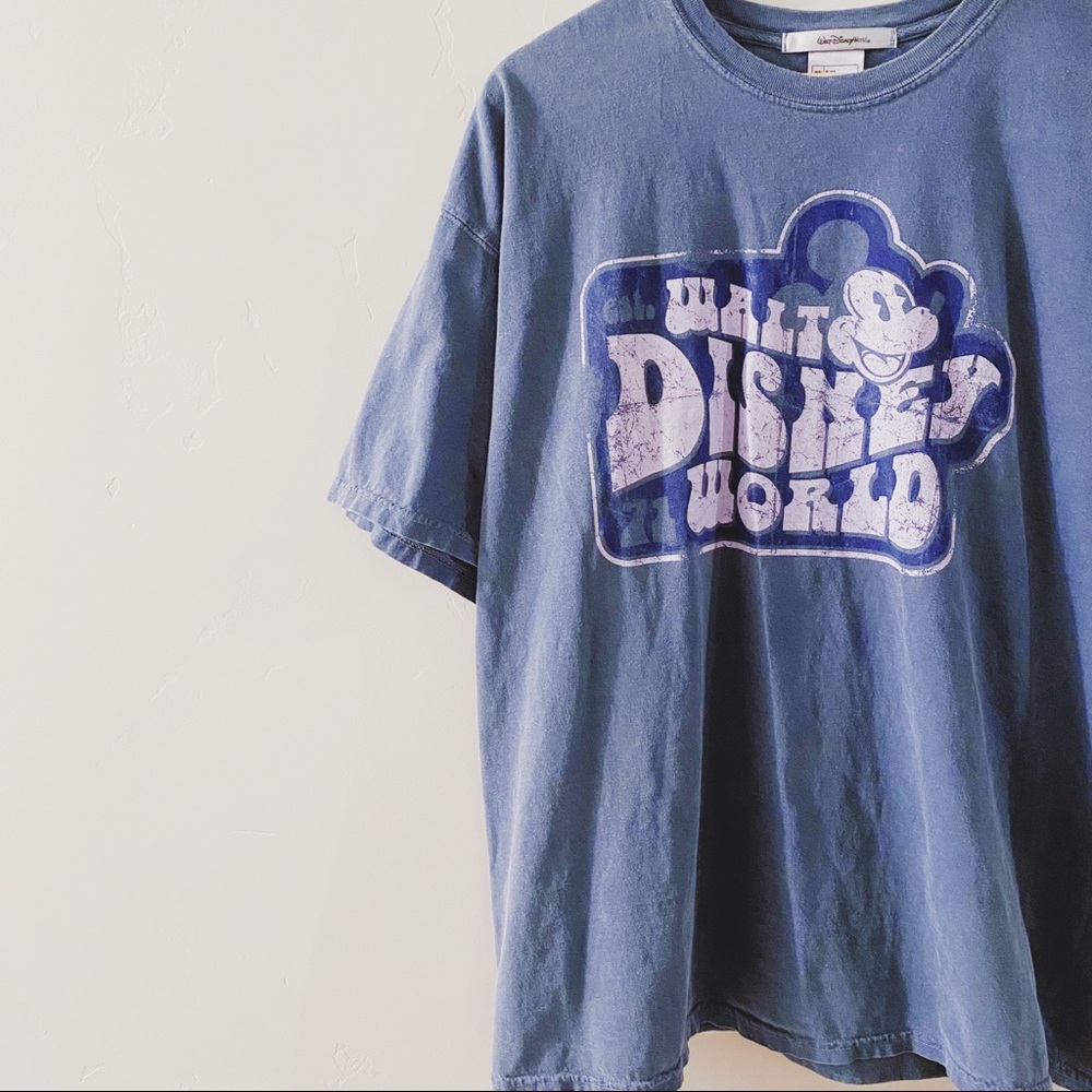 Disney Faded Blue Mickey Graphic Short Sleeve Tee